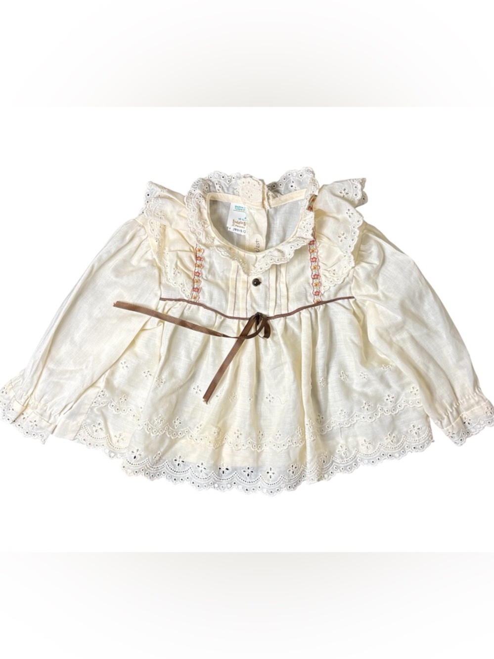 Vintage Cottagecore Toddler Prairie Blouse Lace Ruffle Top